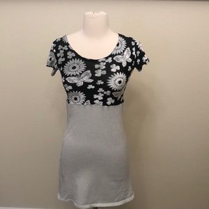 Silver and Black Elastic Mini Dress